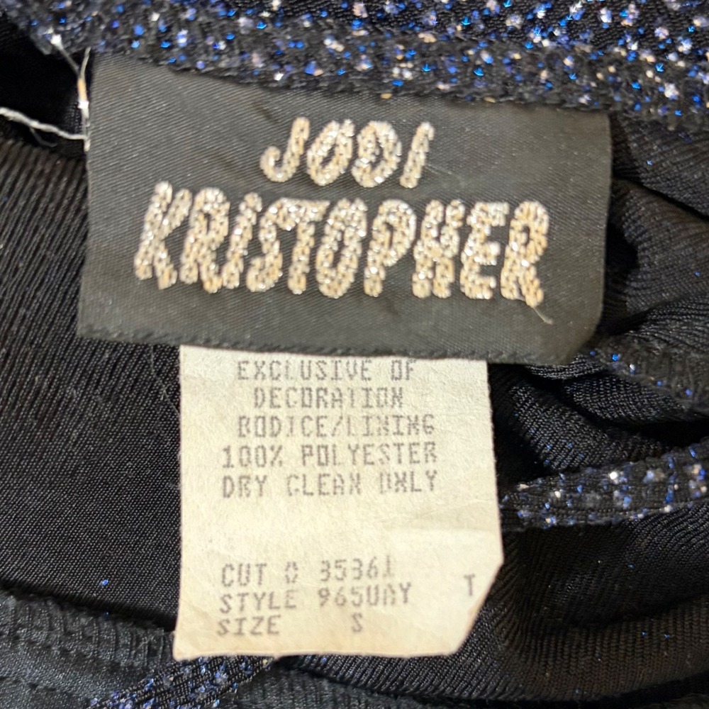 Vintage Jodi Kristopher Prom Dress Navy Glitter Drape Neck Evening Gown S - Picture 10 of 12